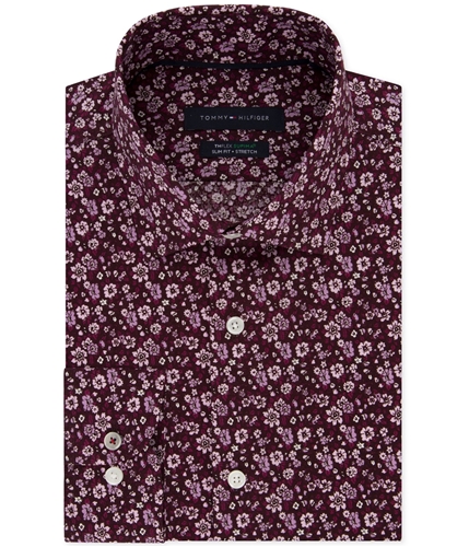 Tommy Hilfiger Mens Floral Button Up Dress Shirt pink 16.5