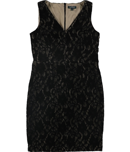 Ralph Lauren Womens Velvet Lace Sheath Dress black 2