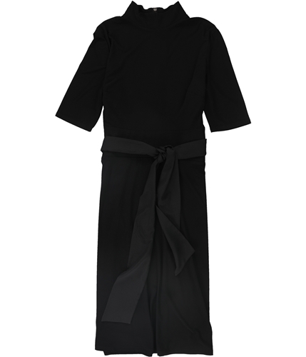 Ralph Lauren Womens Jersey Mock Neck Midi Dress black 16
