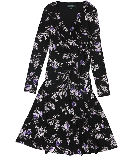 Ralph Lauren Womens Floral Print Wrap Dress black 2