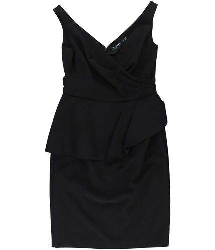 Ralph Lauren Womens Peplum A-line Dress black 10
