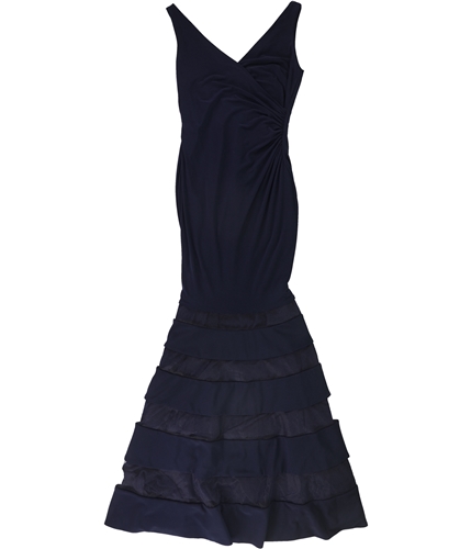 Ralph Lauren Womens Cleveland Tulle Stripe Gown Dress navy 2