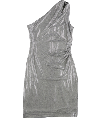 Ralph Lauren Womens Metallic One Shoulder Dress silver 10