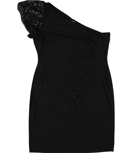 Ralph Lauren Womens One Shoulder Sheath Dress black 18