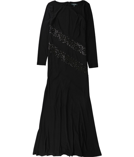 Ralph Lauren Womens Sequin Trim Gown Dress black 2