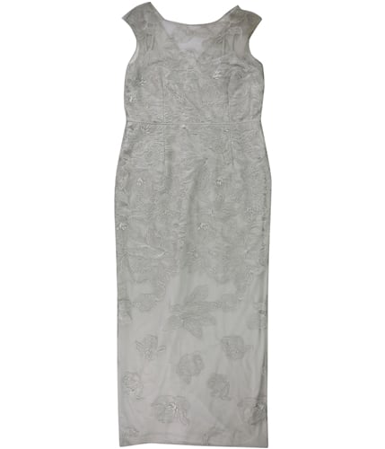 Ralph Lauren Womens Floral Embroidered Gown Dress silver 2