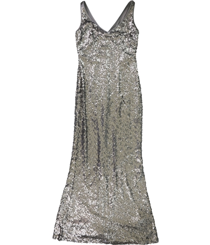 Lauren Ralph Lauren Silver Sequined Elbow Sleeve Gown Long Evening Dress 2  NWOT | eBay
