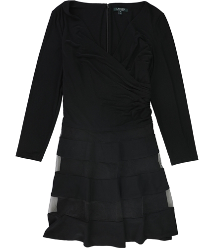 Ralph Lauren Womens Tulle-Trim Jersey Dress black 4