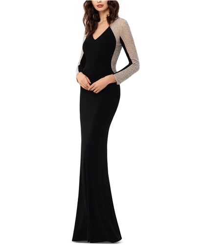 XSCAPE Womens Embellished Gown Dress black 2P