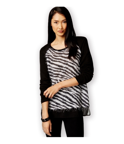 Style & Co. Womens Eyelash-Knit Pullover Sweater zebraprint PM