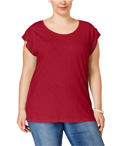 Style&co. Womens Chiffon-Sleeve Basic T-Shirt newredamore 2X