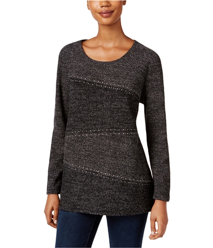 Style&co. Womens Studded Pullover Sweater deepblack M
