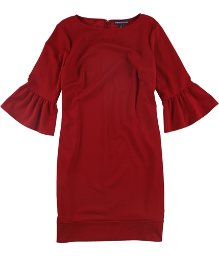 American Living Womens Crepe Bell Sleeve Sheath Dress red 2