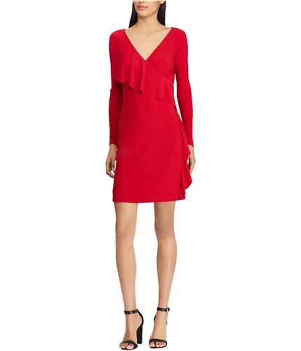 American Living Womens Solid Ruffled Dress red 10