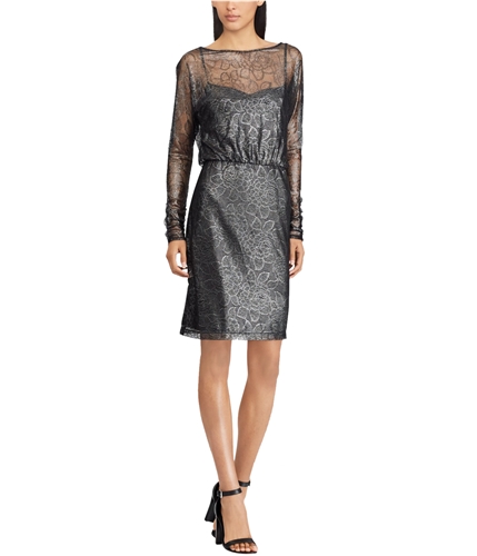 American Living Womens Floral Lace Cocktail Dress black 4