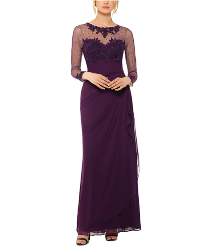 XSCAPE Womens Embellished Gown Dress plum 4P