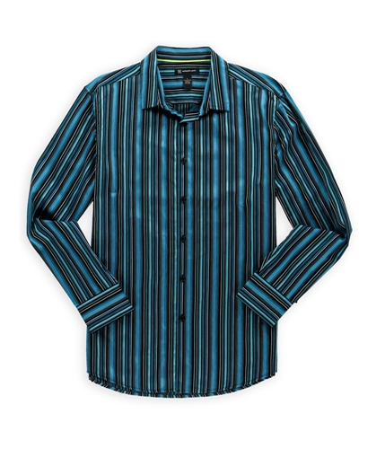 I-N-C Mens Multi Stripe Button Up Shirt black L