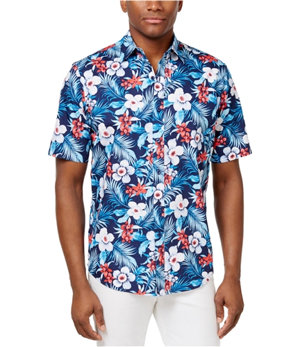 Club Room Mens Hawaiian Button Up Shirt boardwalkblue S