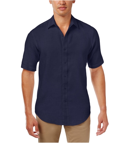 Club Room Mens Garment Dyed Button Up Shirt navyblue S