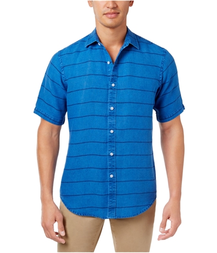 Club Room Mens Garment Dyed Button Up Shirt blue S