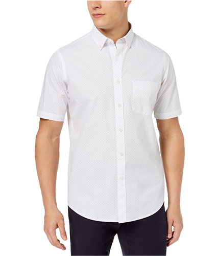 Club Room Mens Dot-Print Button Up Shirt brightwhite M