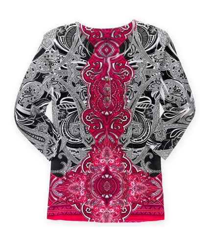 Style&co. Womens Paisley Studded Henley Shirt stagedoor PP