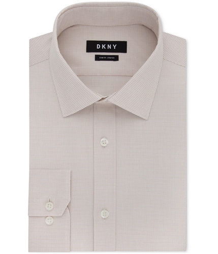 DKNY Mens Slim Fit Button Up Dress Shirt camel 17.5