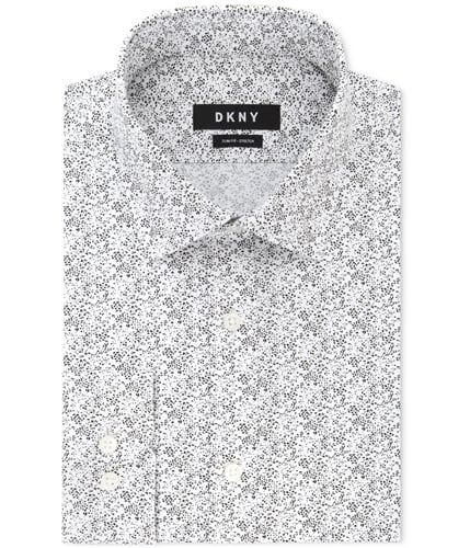DKNY Mens Stretch Button Up Dress Shirt granite 16.5