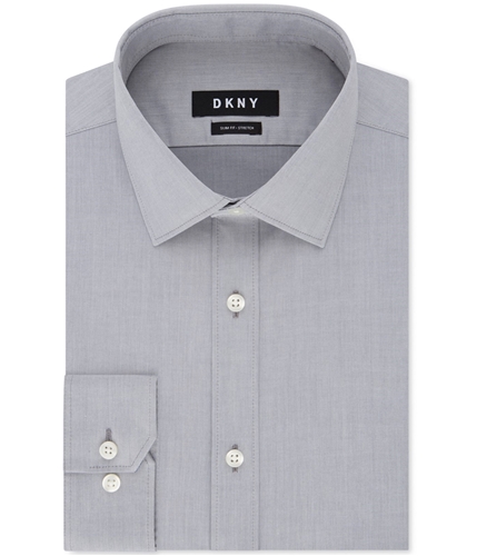 DKNY Mens Gray Solid Button Up Dress Shirt flint 16.5