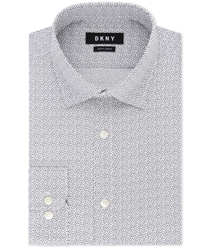 DKNY Mens Abstract Print Button Up Dress Shirt gray 17.5