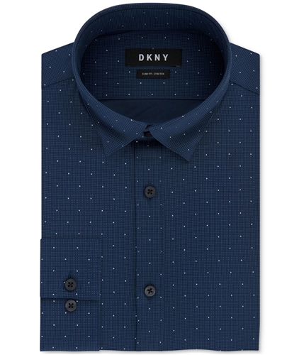 DKNY Mens Performance Active Stretch Button Up Dress Shirt bluegraphite 14.5