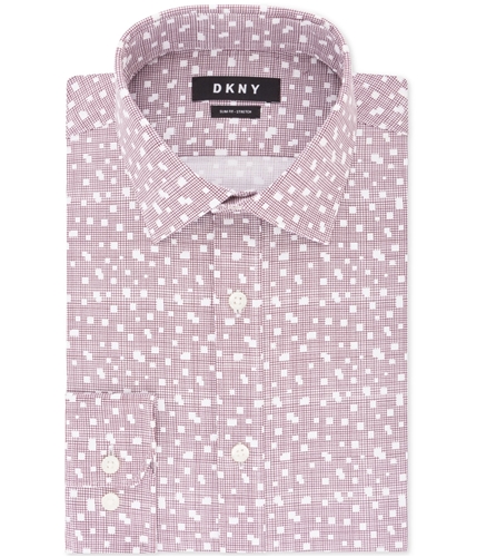 DKNY Mens Wrinkle-Resistant Button Up Dress Shirt sangria 17.5