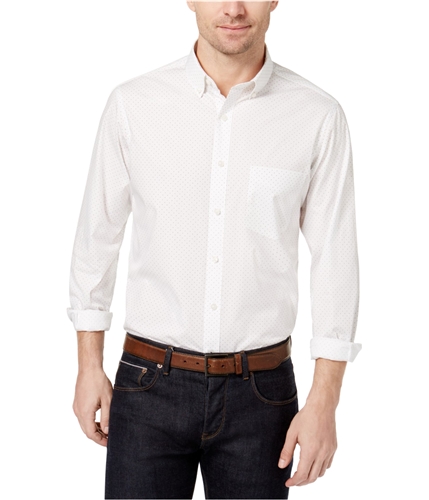 Club Room Mens Barry Dot-Print Button Up Shirt deepblack M