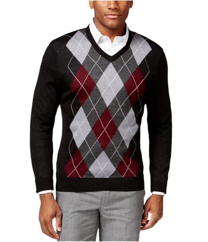 Club Room Mens Merino Argyle V-Neck Pullover Sweater merino L