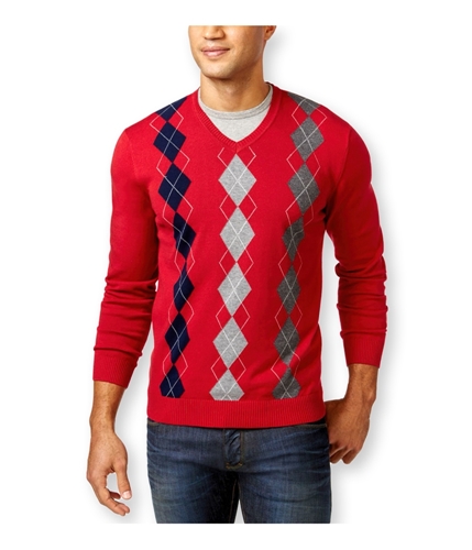 Club Room Mens Argyle Pullover Sweater anthemred LT