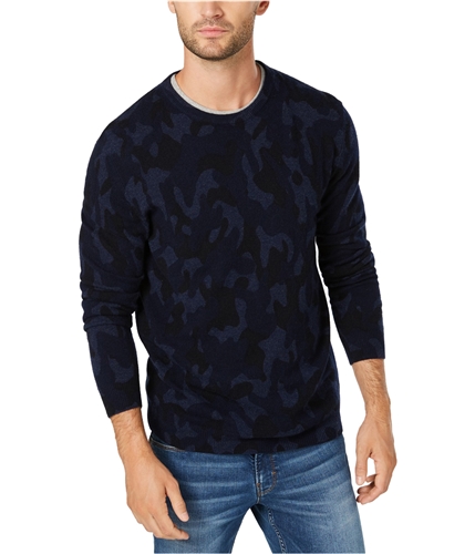 Club Room Mens Camo Cashmere Pullover Sweater navy 2XL
