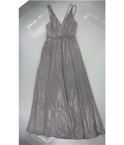 XSCAPE Womens Glitter Gown Dress silver 6