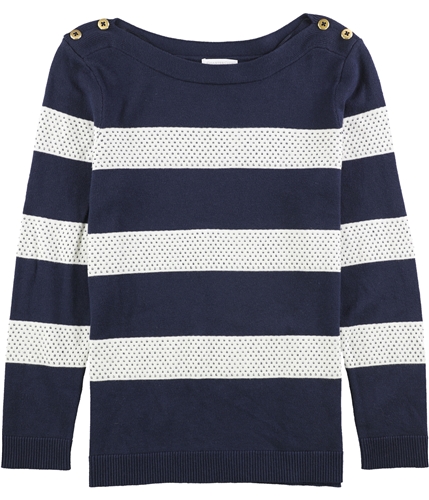 Charter Club Womens Stripe-Stitch Pullover Sweater intrpdbluecmb PL