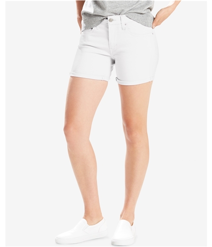 Levi's Womens Mid Length Cuffed Casual Denim Shorts white 28