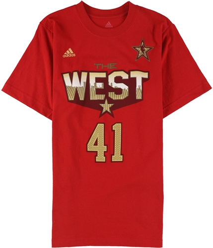 Adidas Mens The West 41 Nowitzki Graphic T-Shirt red S