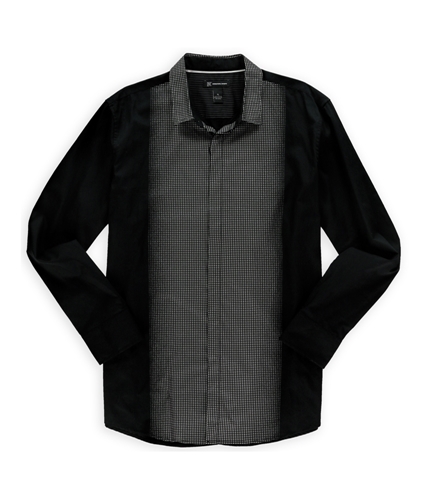 I-N-C Mens Mini Dotted Button Up Shirt black XL