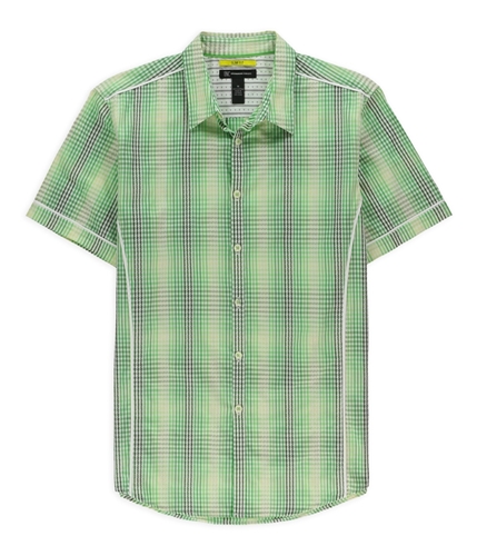 I-N-C Mens Check Slim Fit Button Up Shirt green M