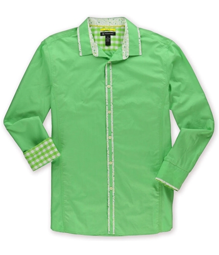 I-N-C Mens Slim Fit Resort Button Up Shirt greenmyth M