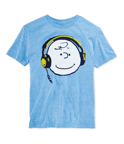 Peanuts Mens Charlie Brown Headphones Graphic T-Shirt daphneblue S