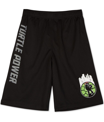 Nickelodeon Boys TMNT Turtle Power Athletic Workout Shorts black L
