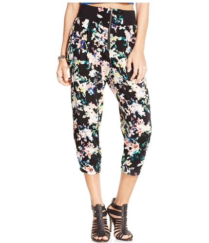 Material Girl Womens Printed Cropped Casual Trouser Pants caviarblkcmbo XXS/22