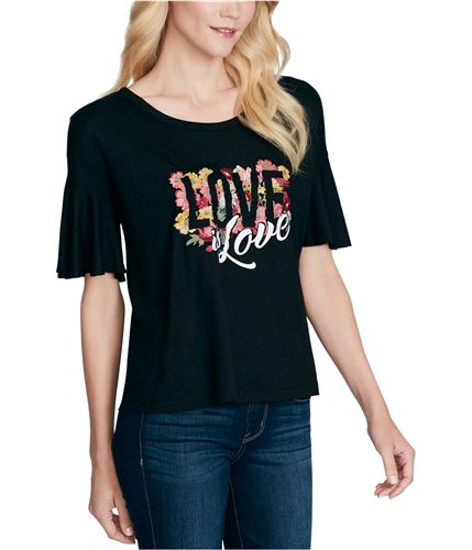Jessica Simpson Womens Love is Love Graphic T-Shirt black XS