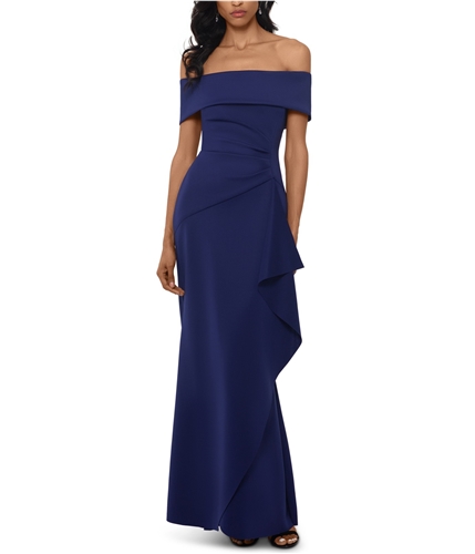 XSCAPE Womens Ruffled Gown Dress blue 4