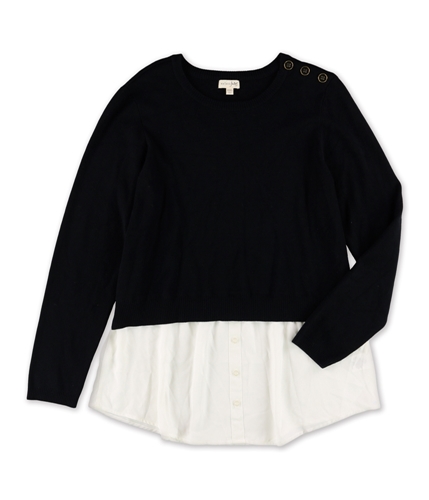 maison Jules Womens 2-Fer Pullover Sweater deepblack 2XL