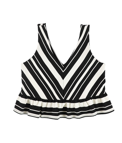bar III Womens Striped Peplum Pullover Blouse blackcombo L